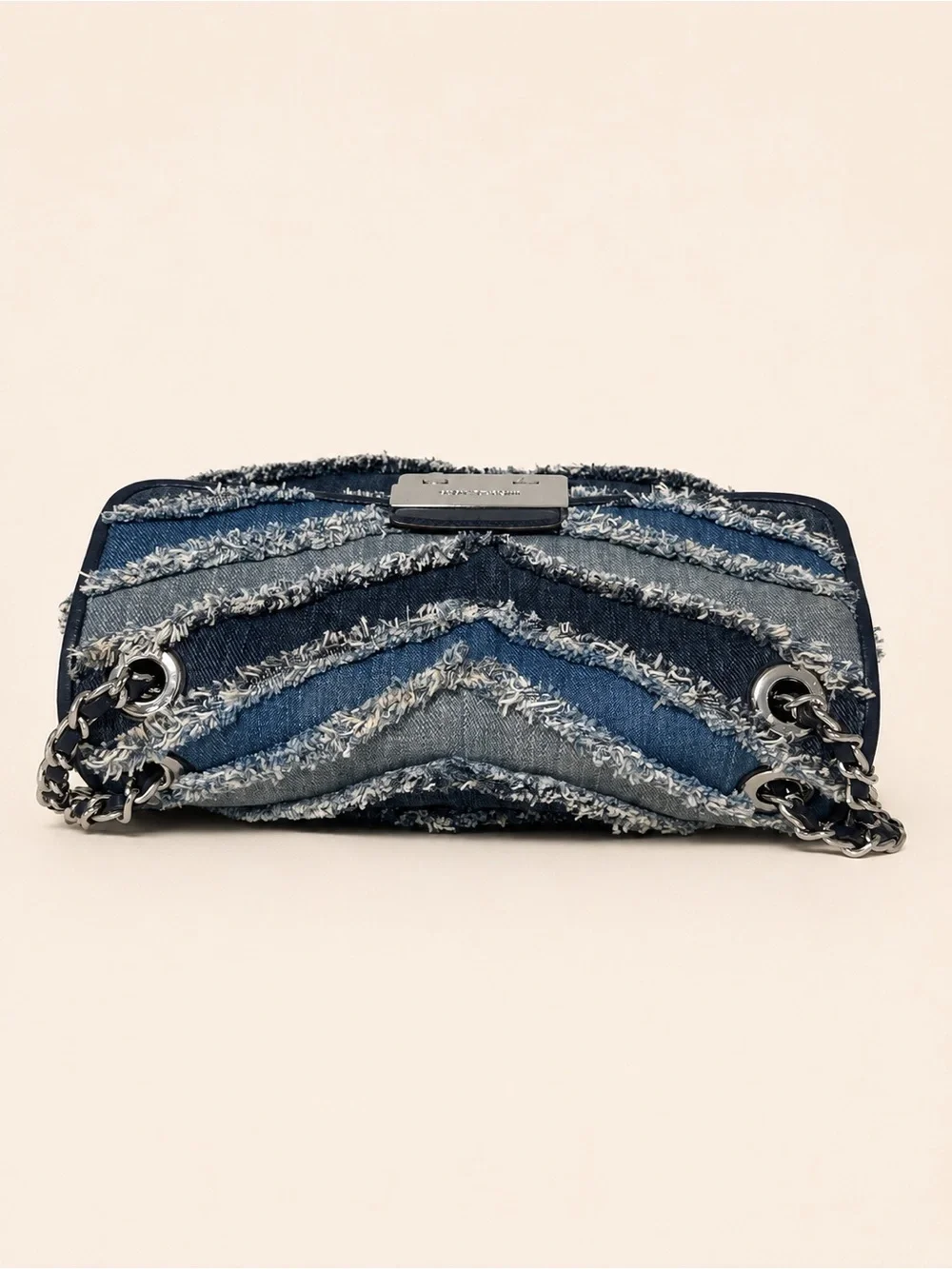 Michael Kors Sloan Large Denim Chevron Shoulder Bag